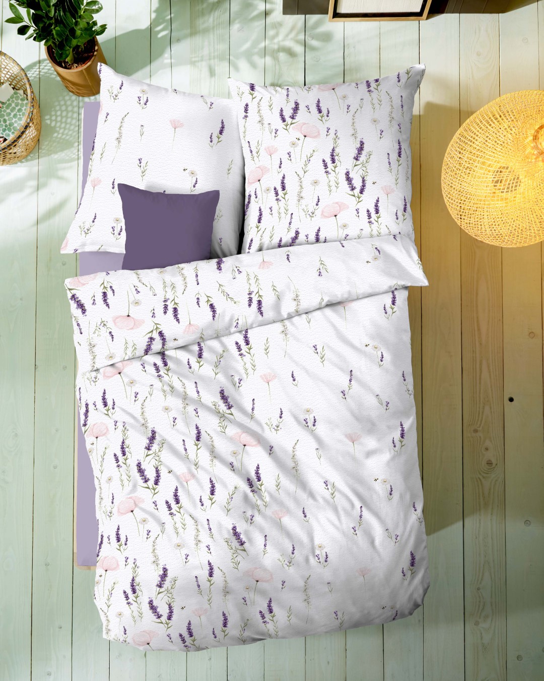 Bettwäsche Provence violett Baumwolle | 60 x 80 + 160 x 220 cm