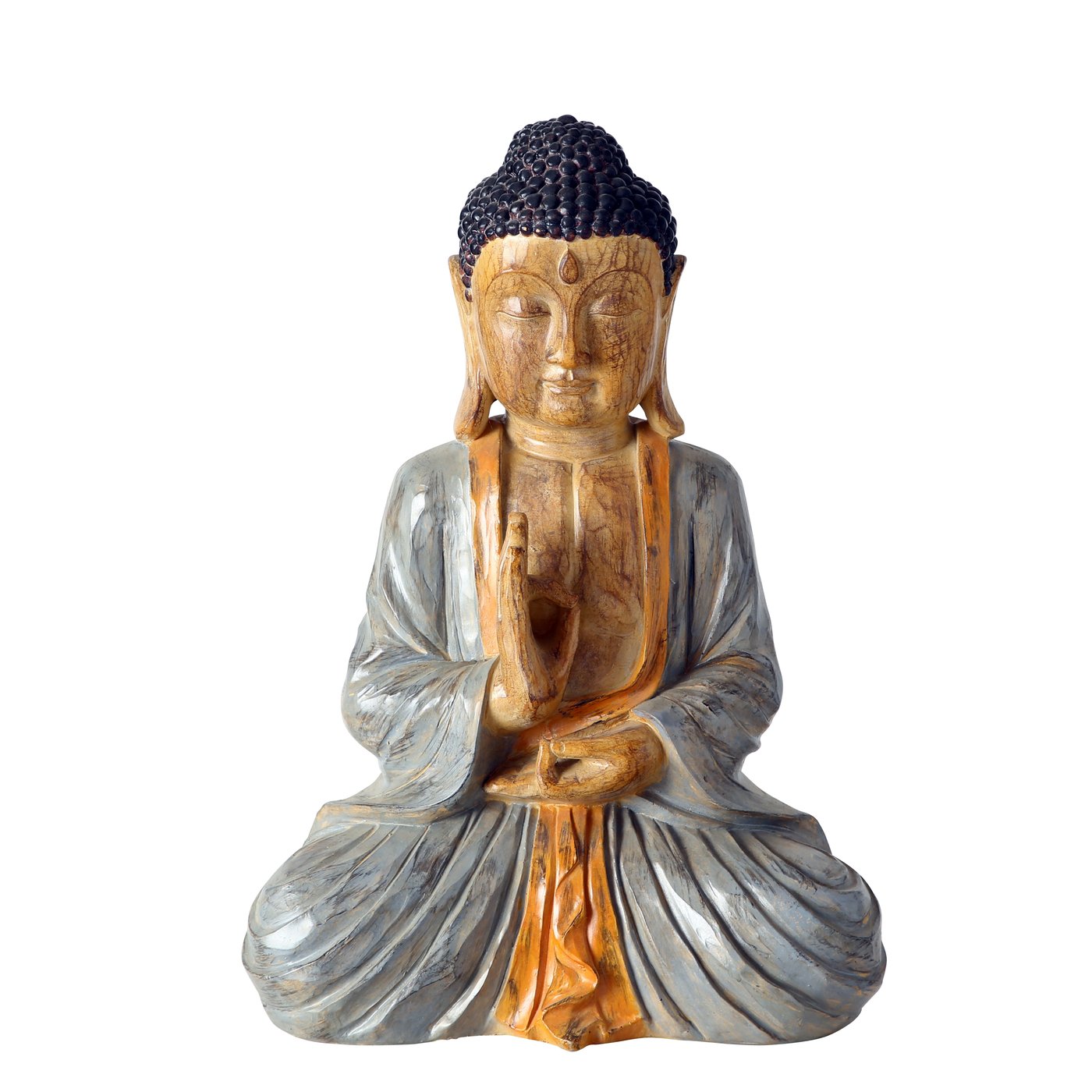 Dekofigur Buddha Beluga grau orange Kunststoff
