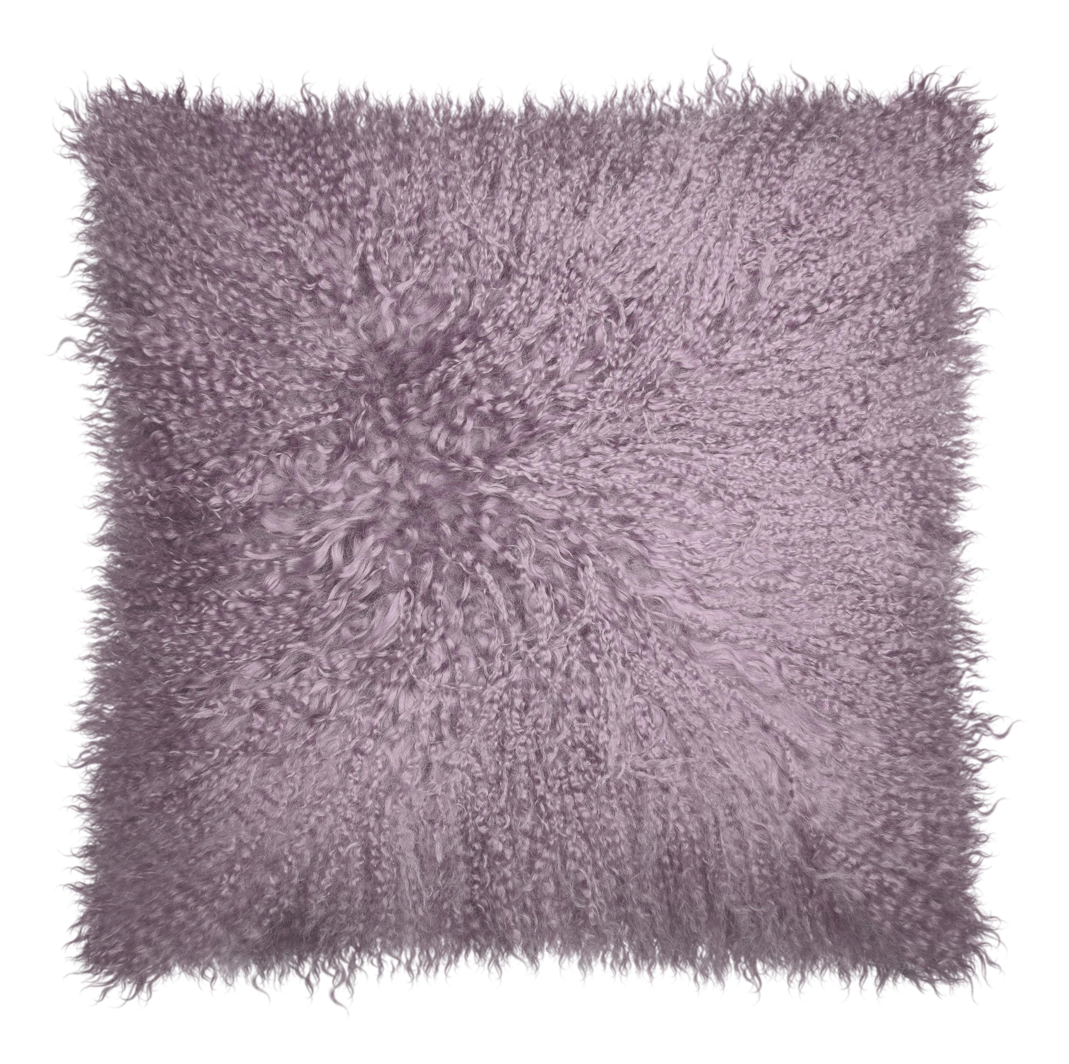 Copricuscino Pamina in vera pelliccia color malva