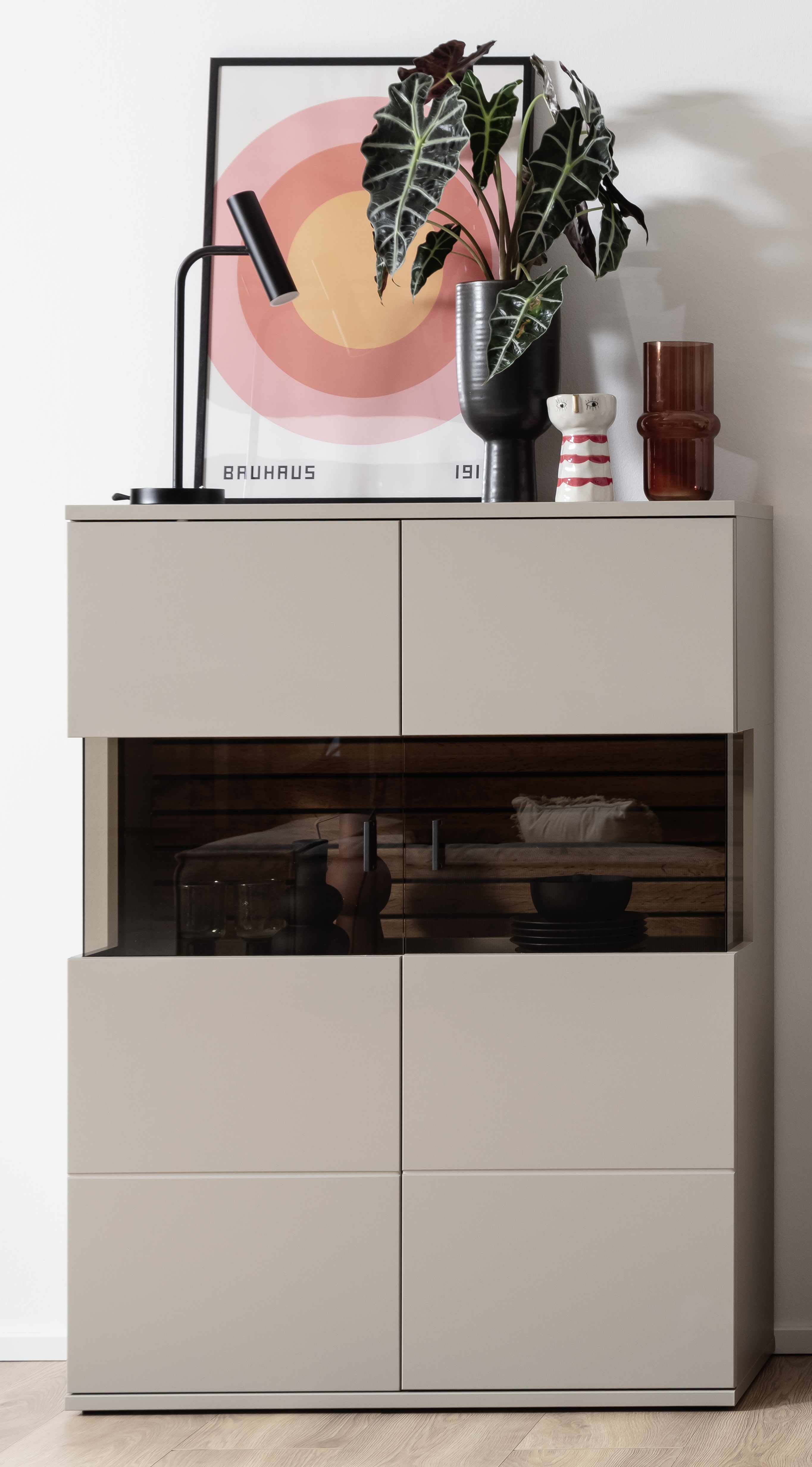 Highboard Lüttich basalt Eiche
