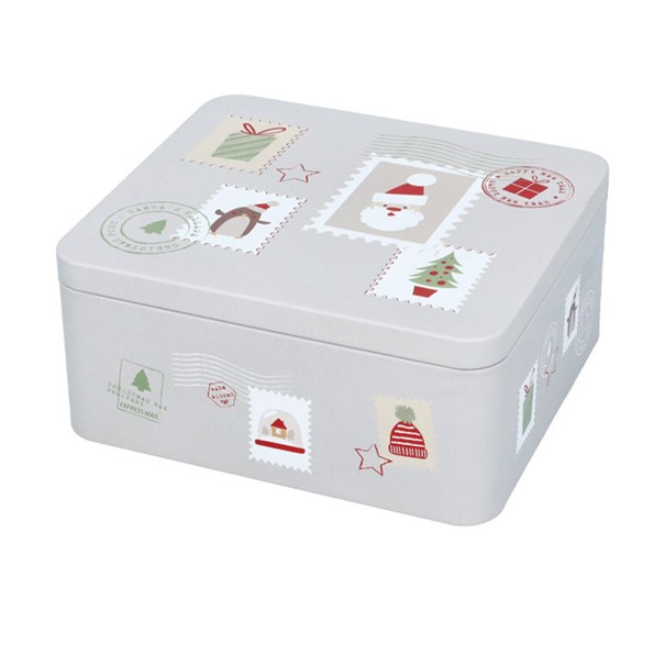 Gebäckdose Dear Santa L grau Weißblech