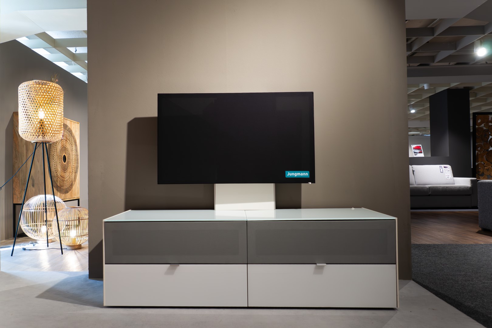 Elemento TV Q-Media vetro laccato bianco