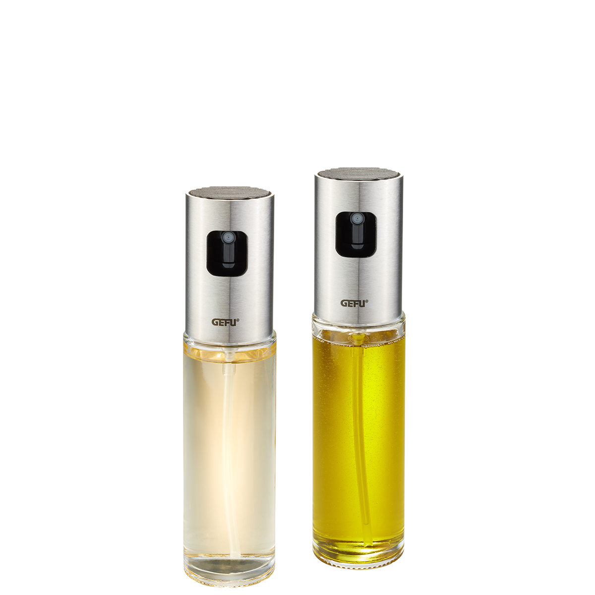 Essig und Öl Sprüher 2 Stück Neva transparent silber schwarz Glas Edelstahl Kunststoff