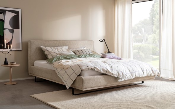 Polsterbett Como beige Stoff
