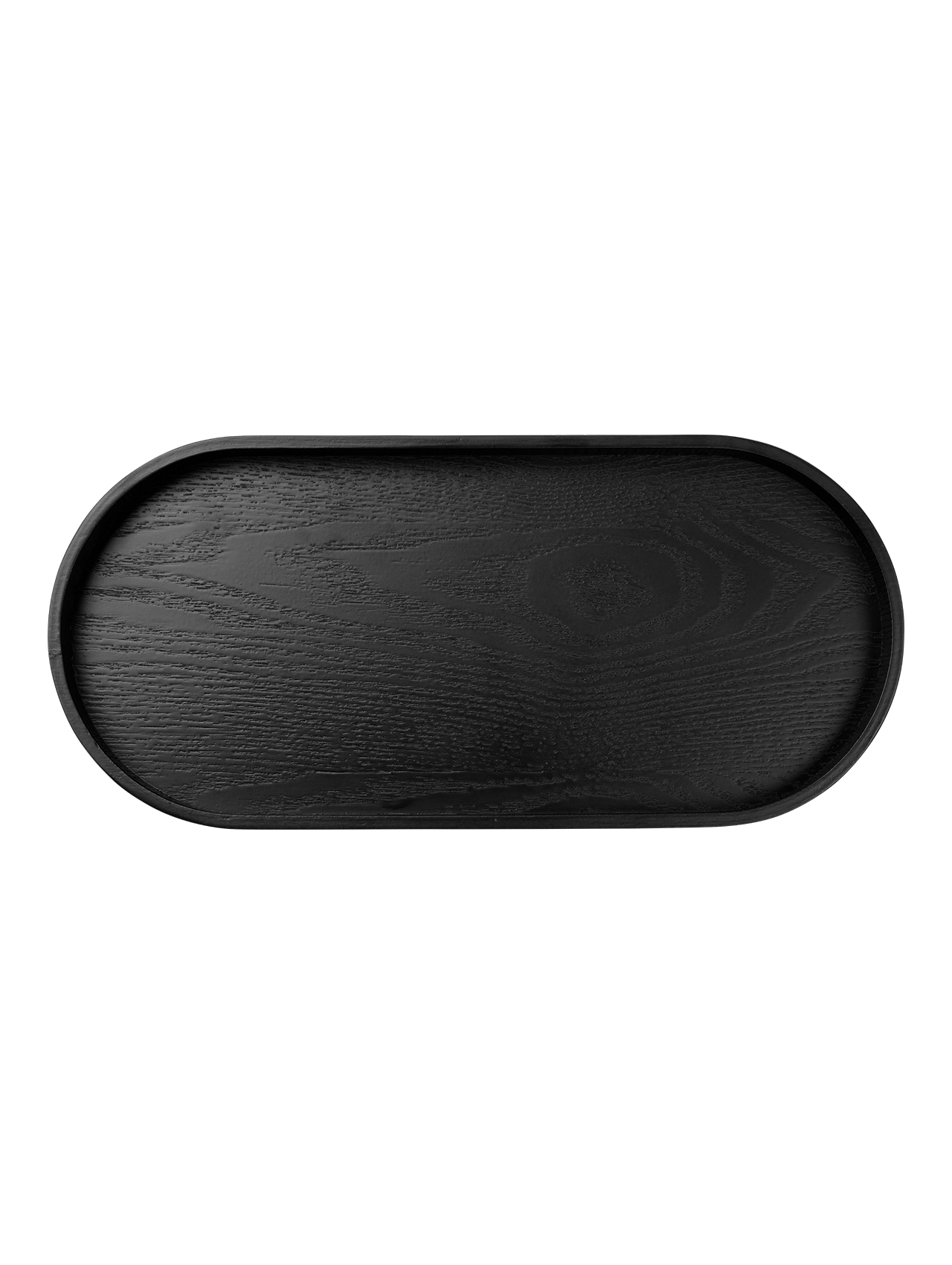 Holztablett oval Wood schwarz matt Natur