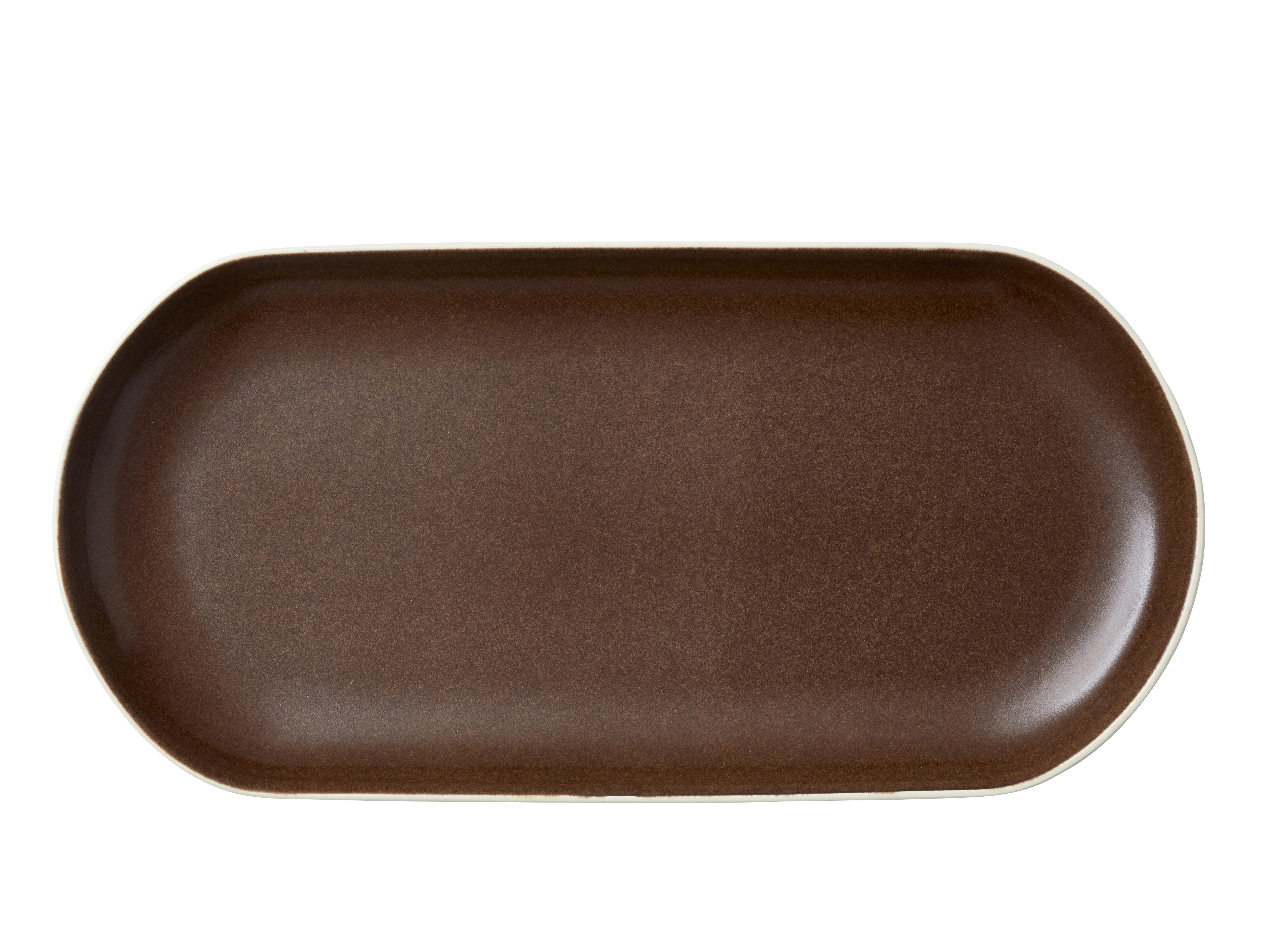 Servierschale North 38x19cm Matte white/Matte bark Steinzeug
