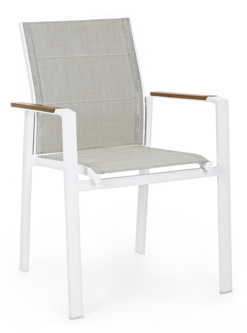 Outdoor Stuhl Kubik weiß grau Textilene Aluminium