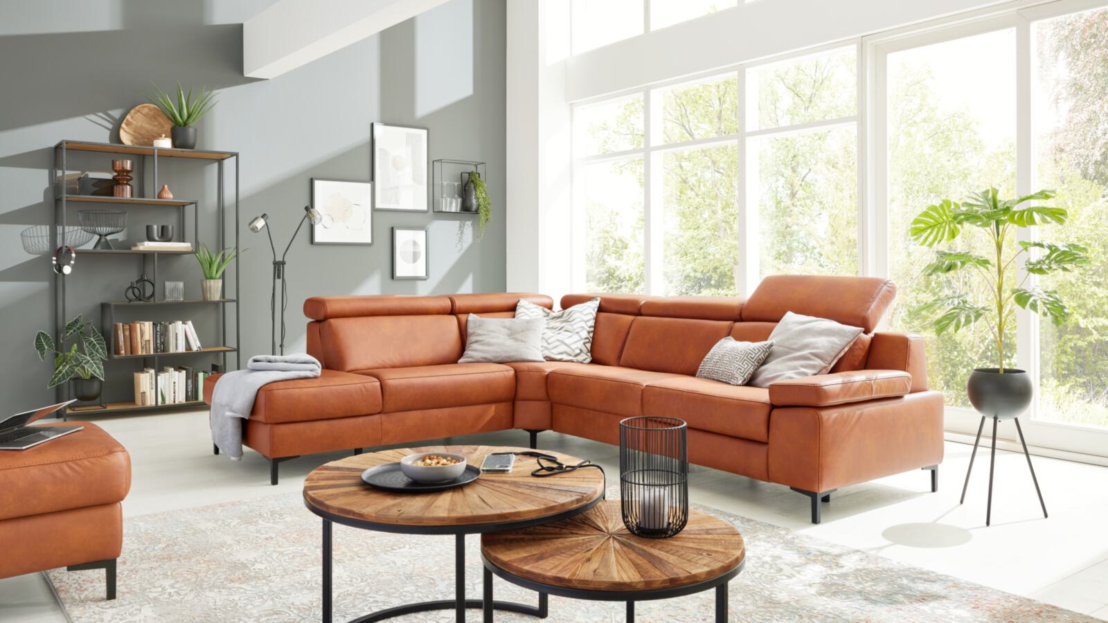 Ecksofa Interliving 4060 cognac Leder
