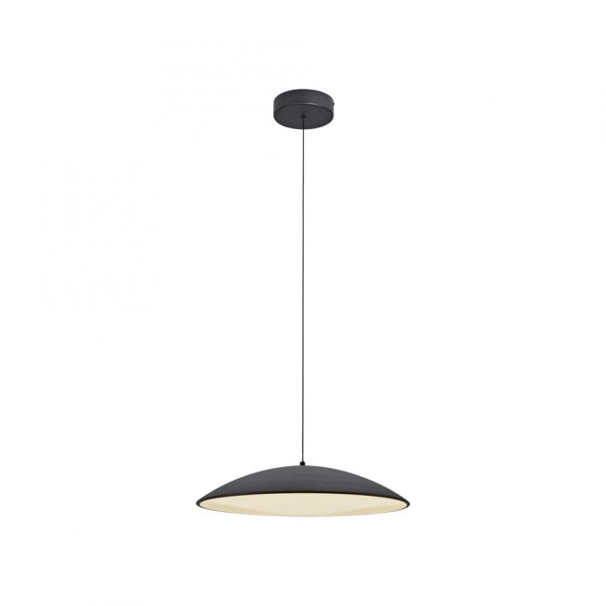 Lampada a sospensione Lente in metallo nero