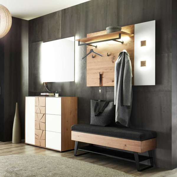 Garderobenkombination Caya weiß Kerneiche