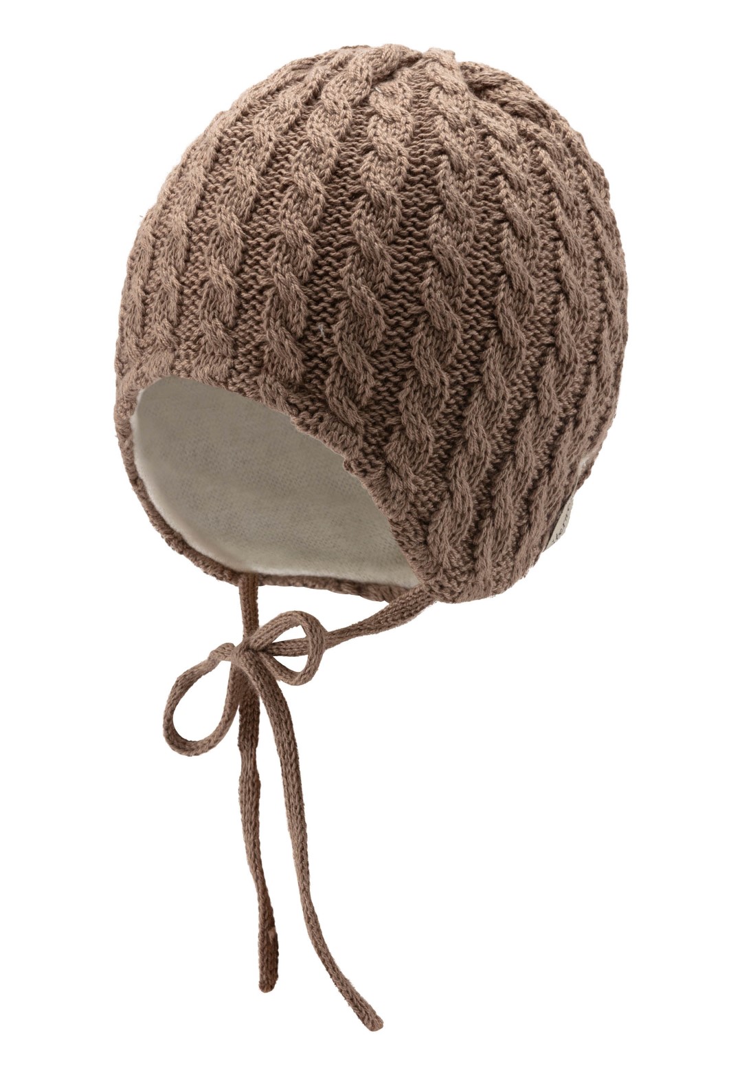 Berretto per bebè lavorato a maglia con cavi beige unisex