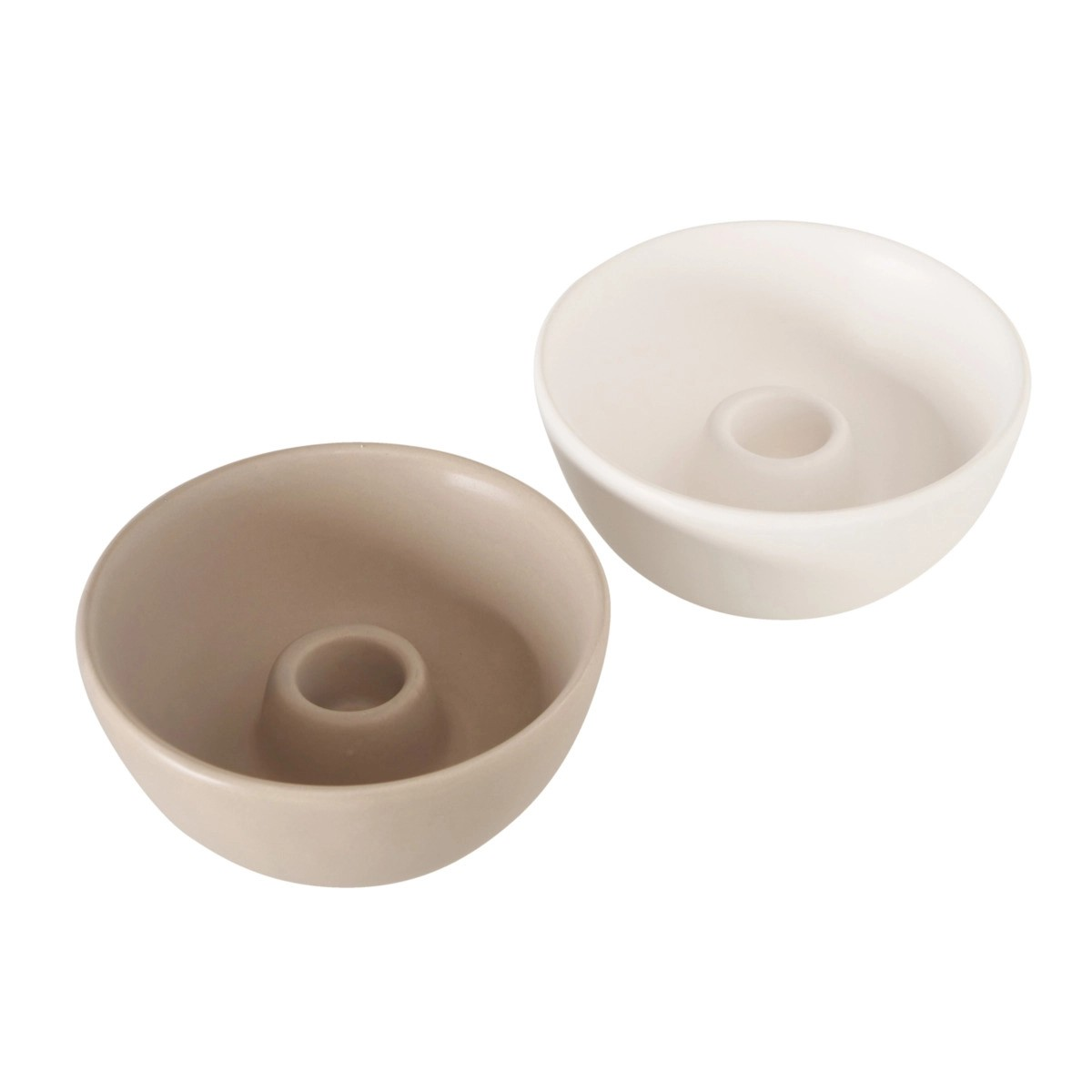 Kerzenhalter Franyo beige weiß Steingut