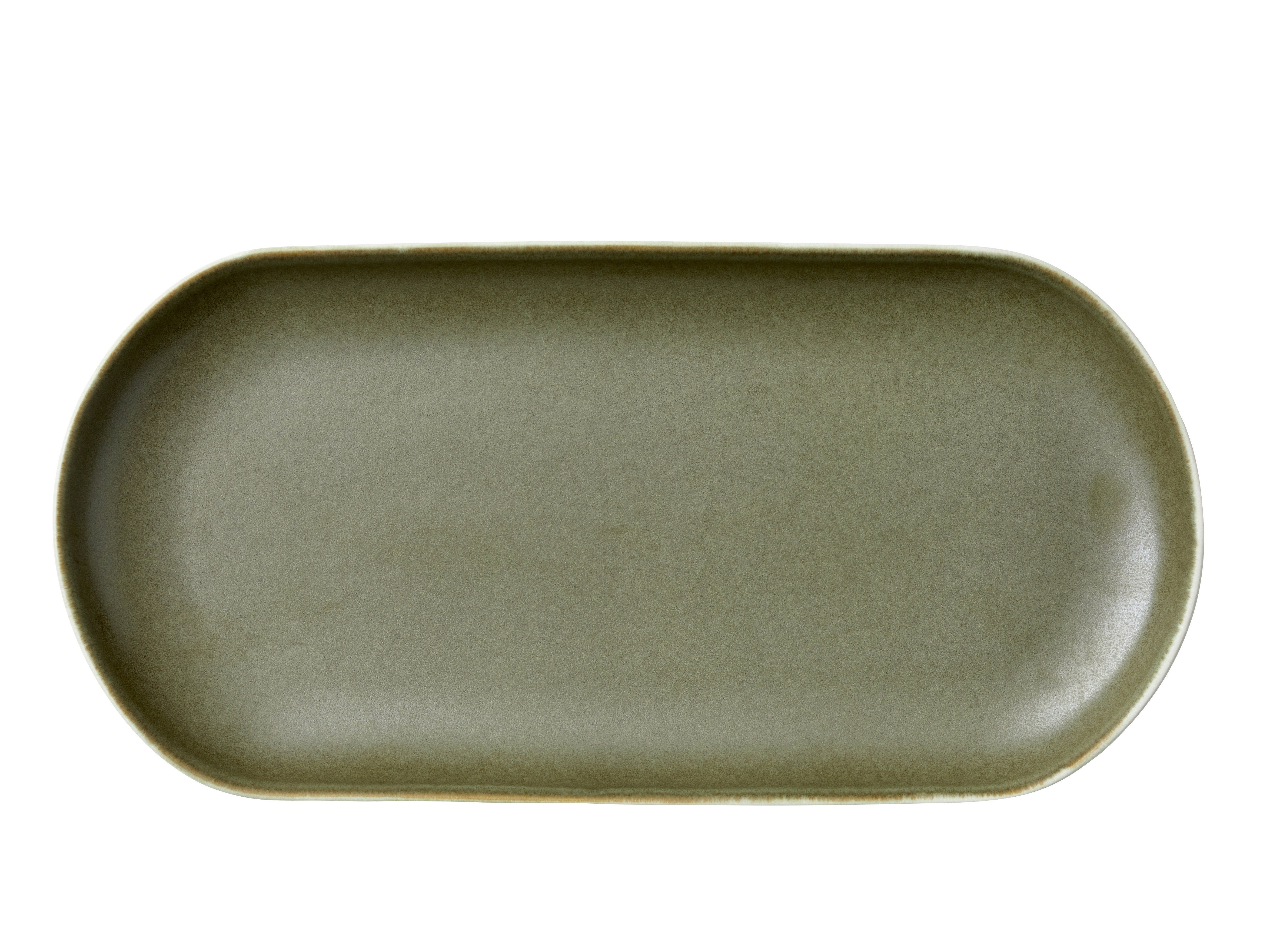 Servierschale North 38x19cm Matte white/Matte moss Steinzeug
