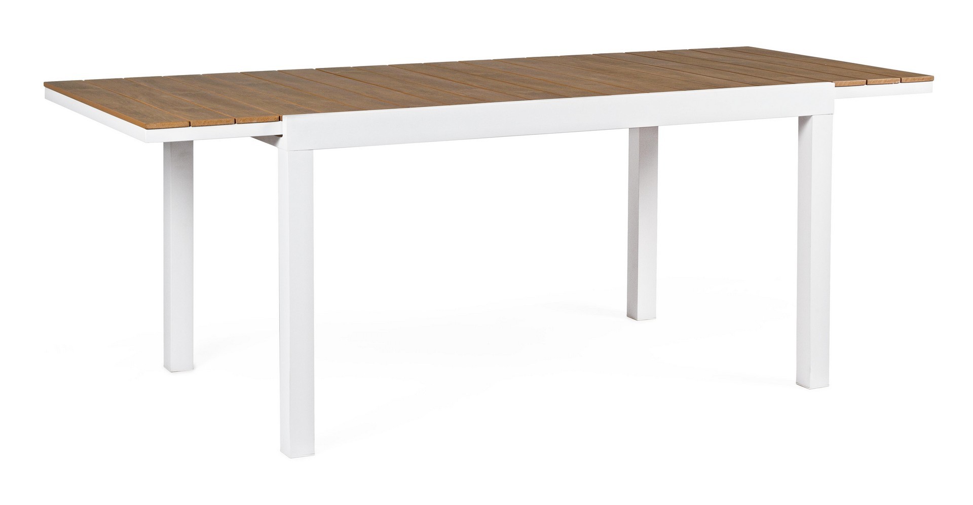 Outdoor Ausziehtisch Elias braun weiß Holz Aluminium