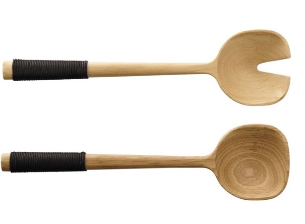 Salatbesteck mit schwarzem Nylongriff Wood nude Akazie