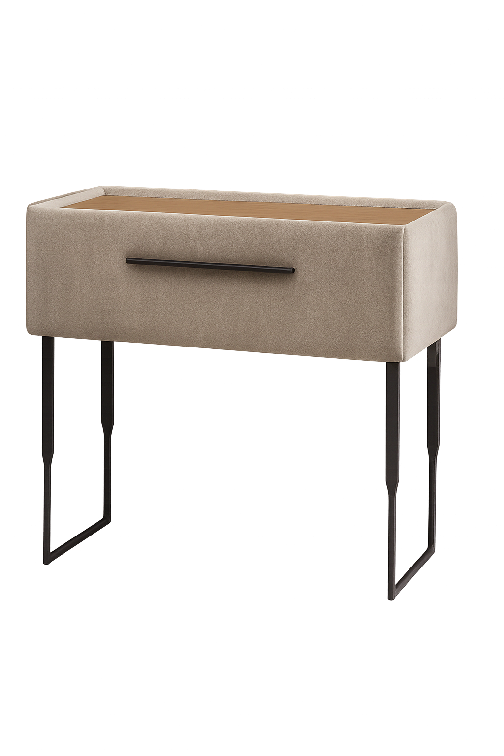 Comodino Atelier in tessuto beige in metallo