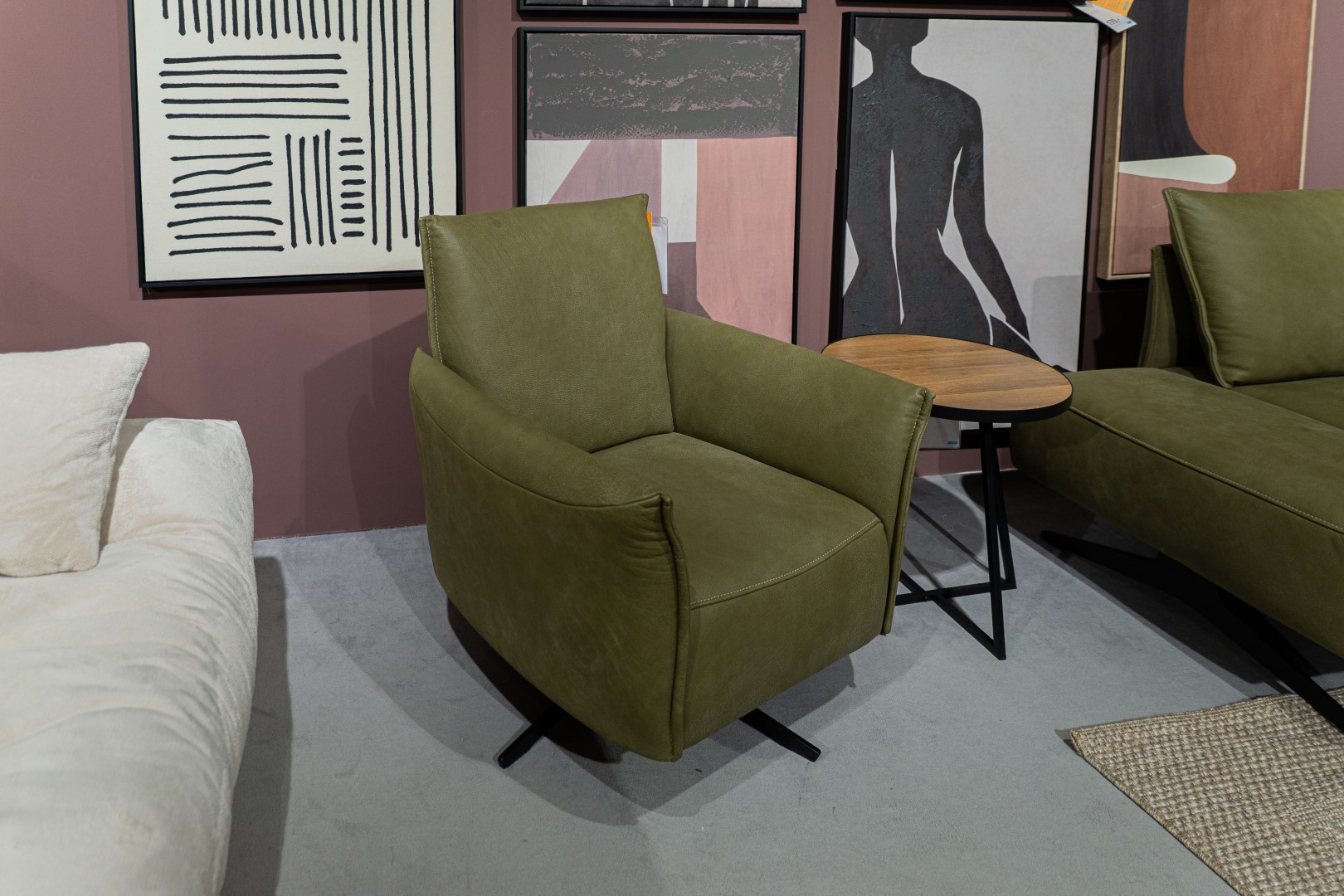 Sessel VINETO Bezug A-India-Verde Gestell schwarz matt