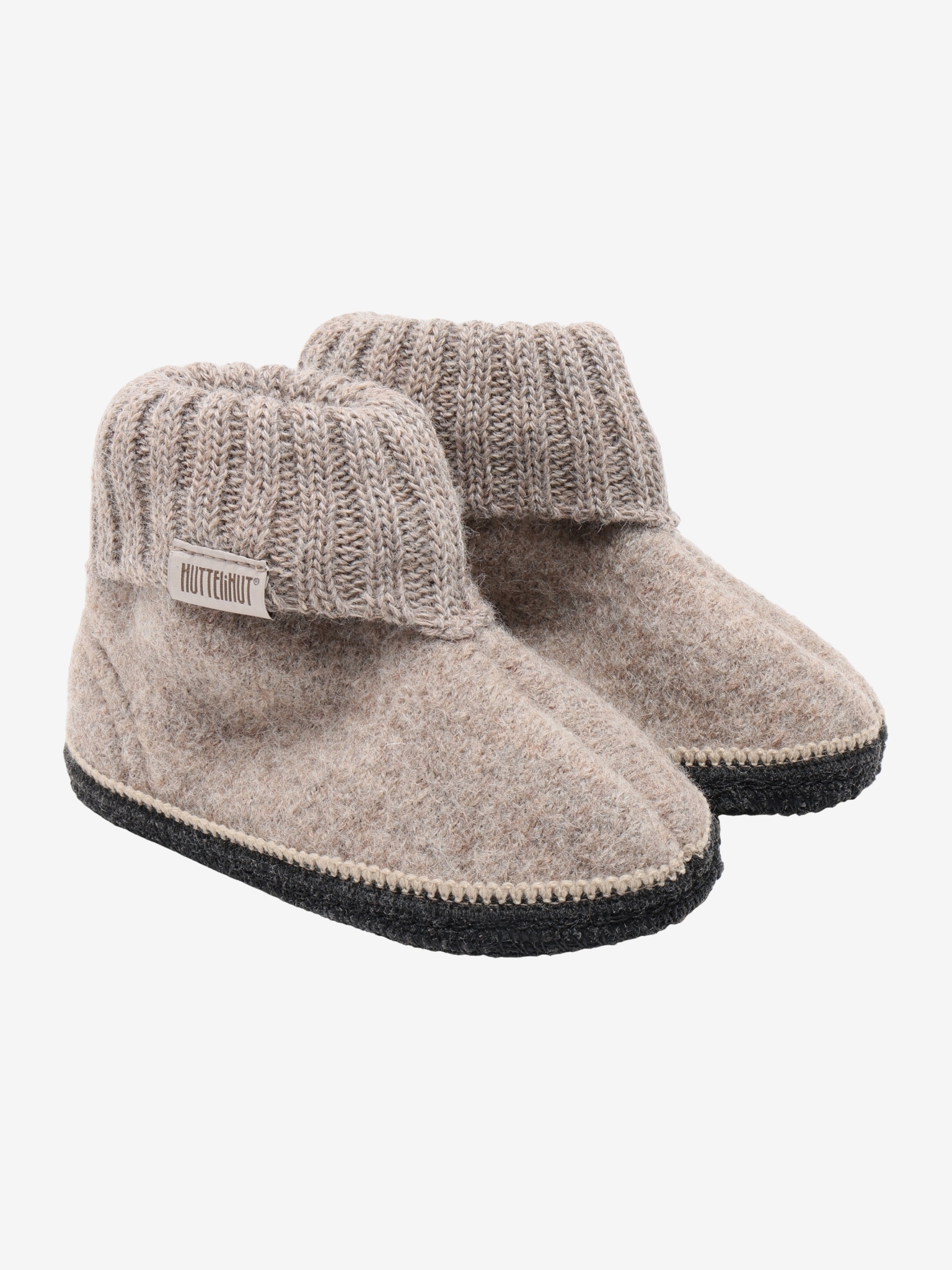 Pantofole Huttelihut in lana marrone