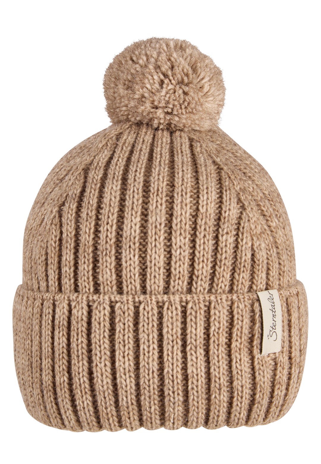 Berretto a maglia per bebè con pompon beige unisex