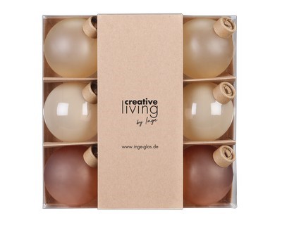 Weihnachtskugelset Cashmere beige Glas