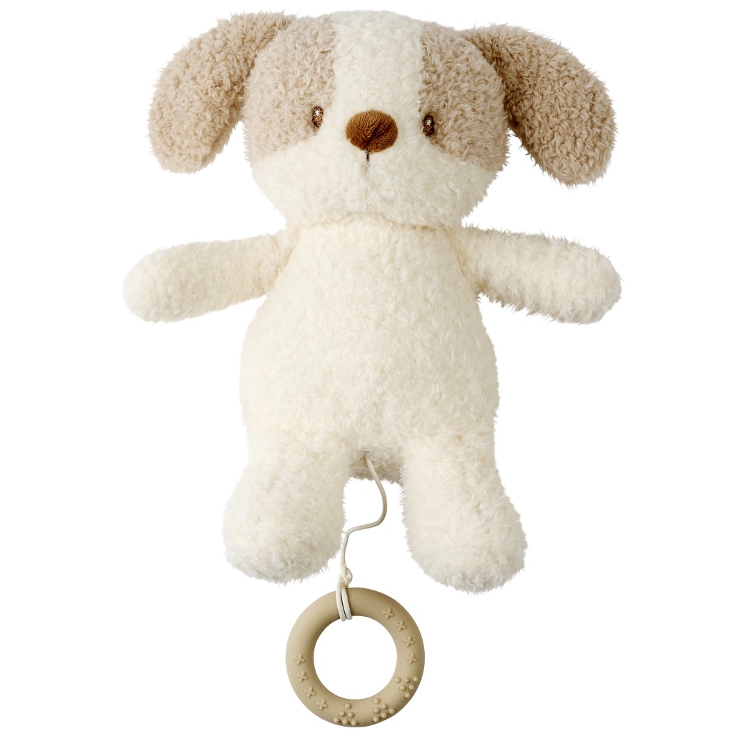 Baby cane carillon orsacchiotto bianco beige poliestere