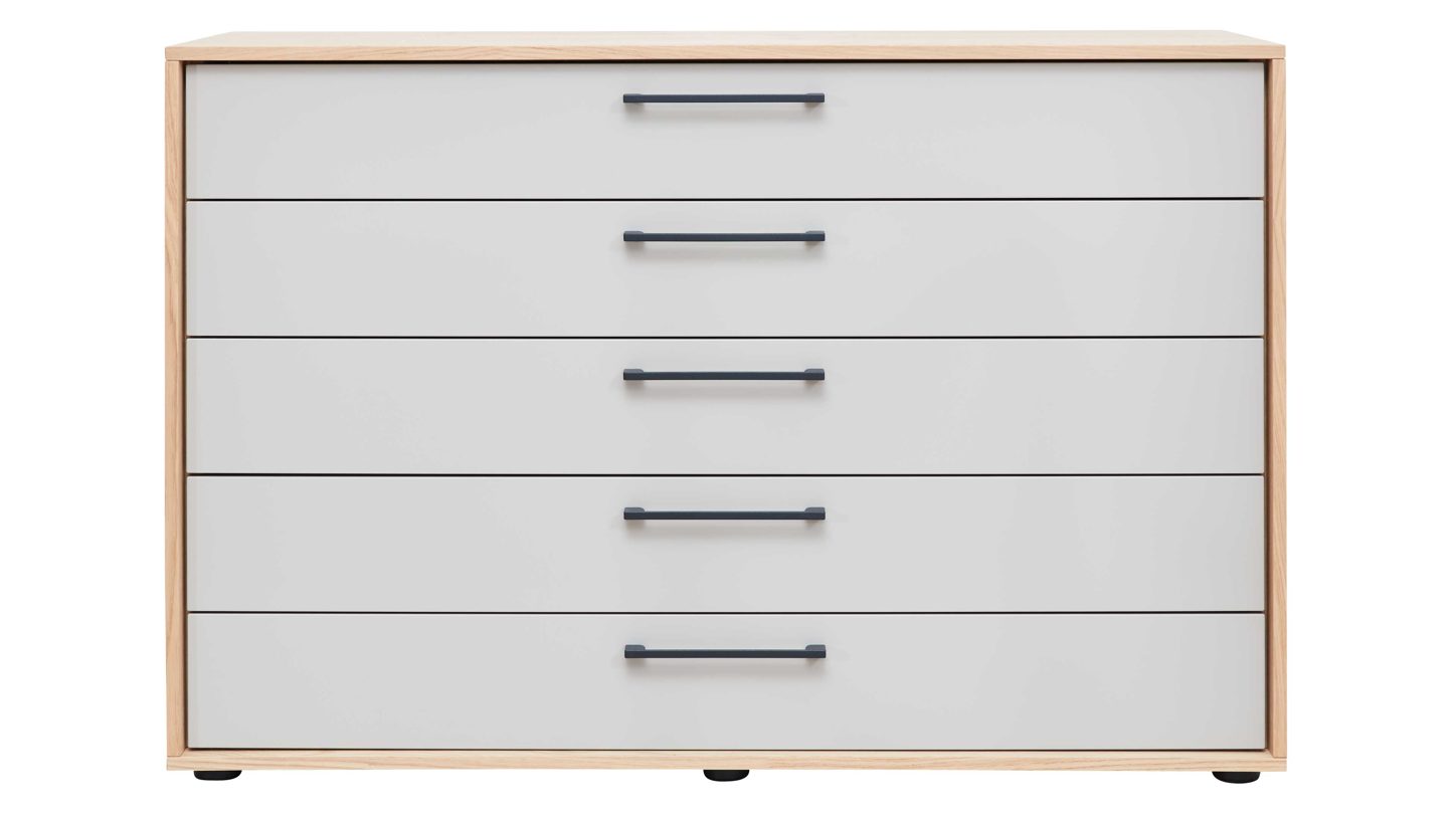 Schubladenkommode Interliving 1023 Balkeneiche Lack taupe