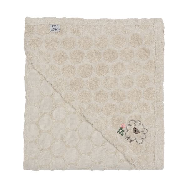 Asciugamano con cappuccio Tiny Sheep tessuto beige