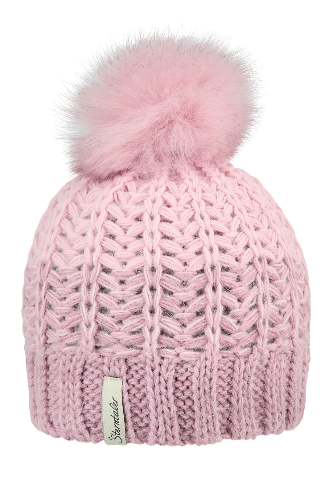 Berretto a maglia per neonato con pompon in velluto rosa per bambine
