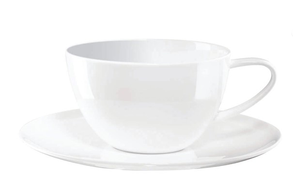 Cafe au lait Tasse mit Unterer Atable weiß glänzend Fine Bone China