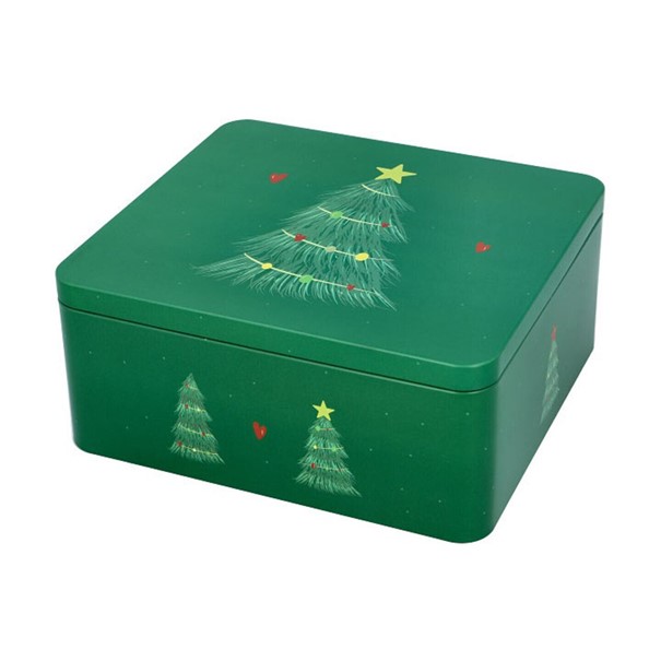 Gebäckdose Weihnachtsbaum XL Weißblech grün
