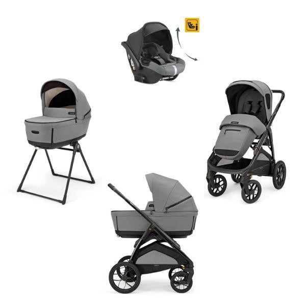 Sistema passeggino Quattro Aptica tessuto grigio alluminio plastica