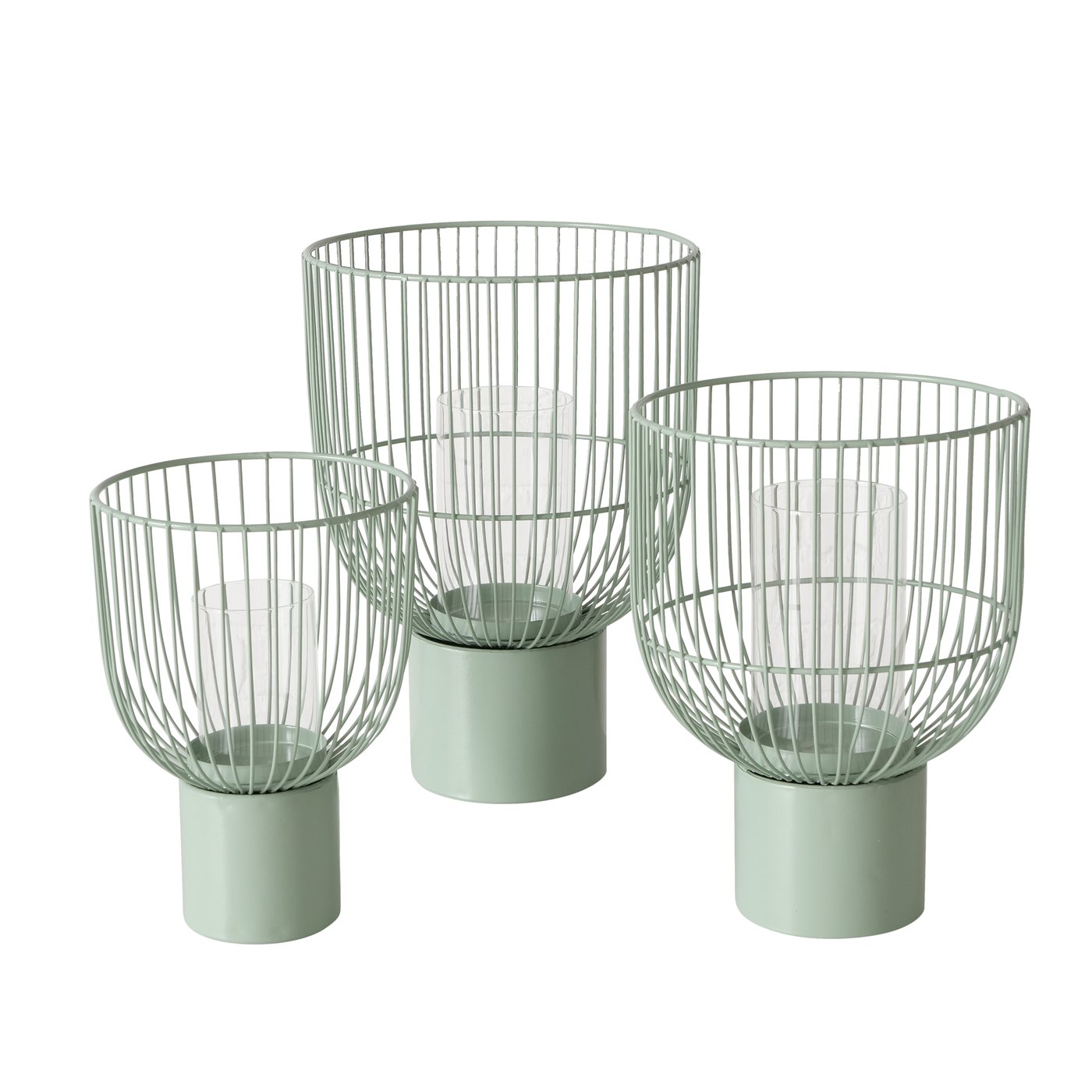 Windlicht Cindy grün Eisen Klarglas