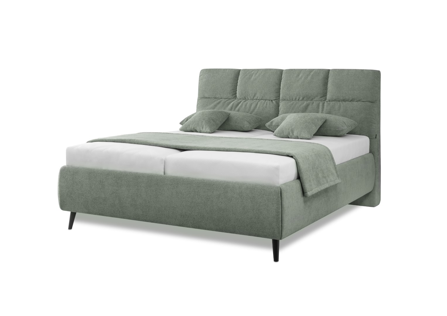 Letto imbottito in tessuto verde Atelier