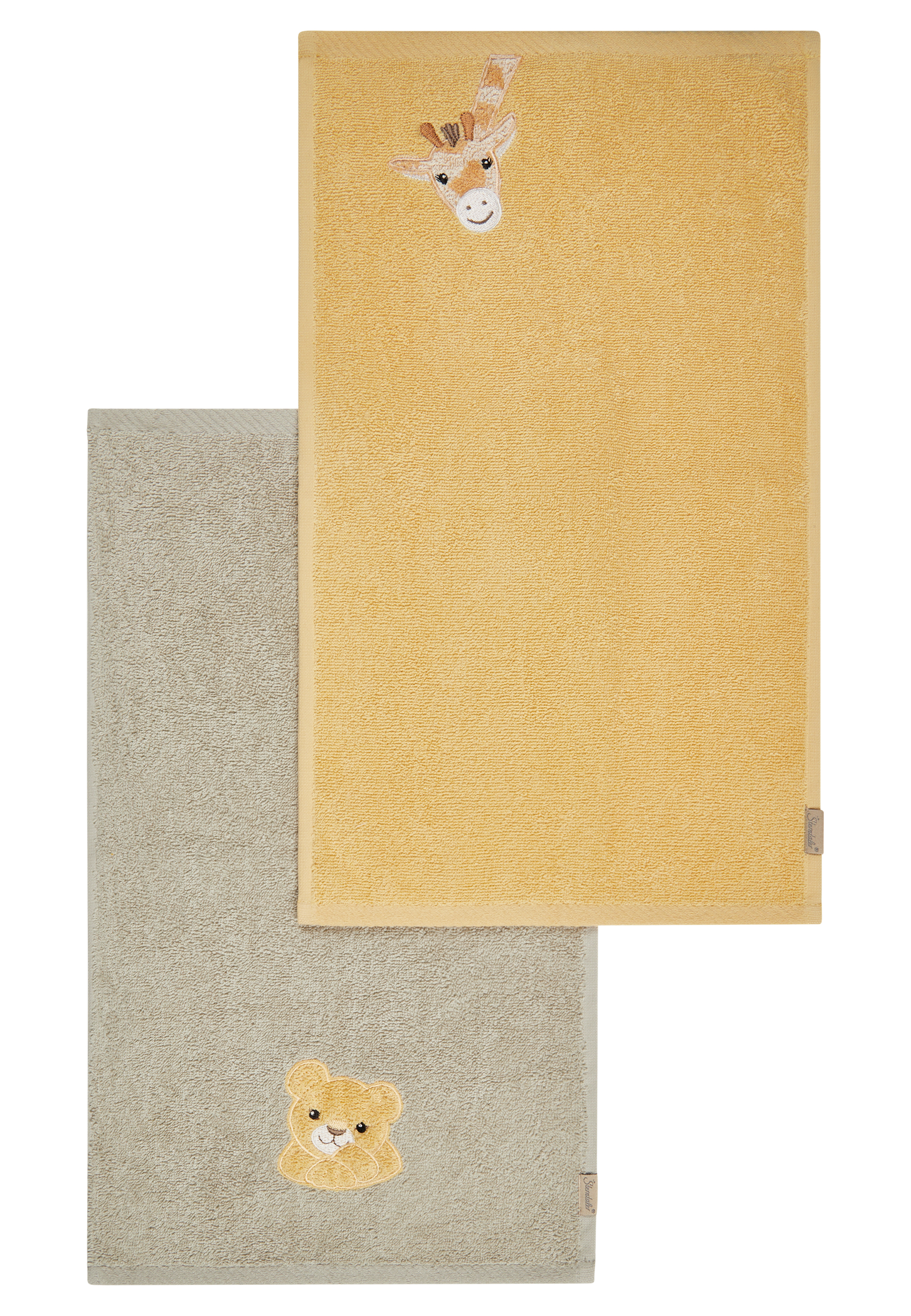 Kinderhandtuch 2er Pack Safari grün gelb Baumwolle