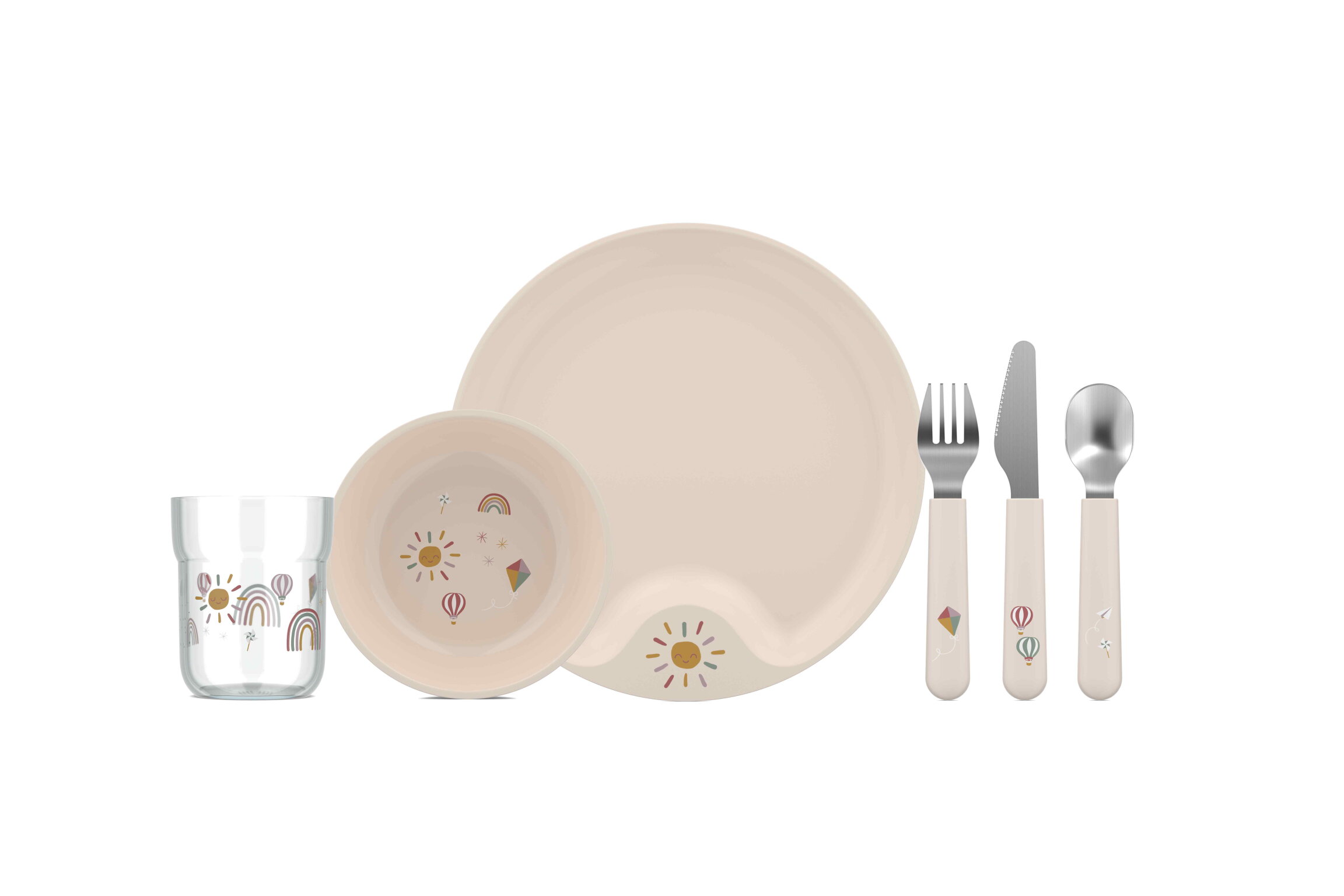 Set di stoviglie per bambini Mio 6 pezzi rosa argento trasparente polipropilene acciaio inox
