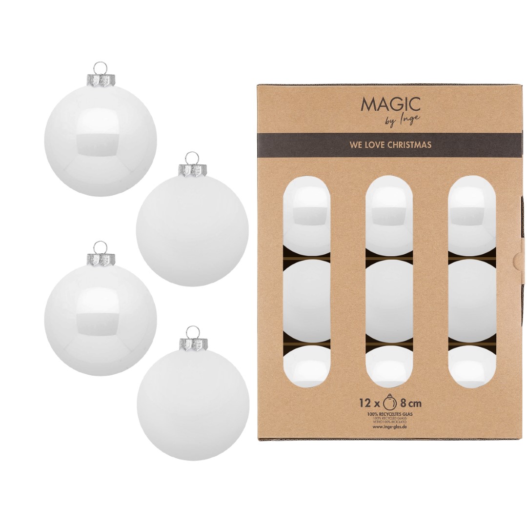 Weihnachtskugelset Pure White weiß Glas