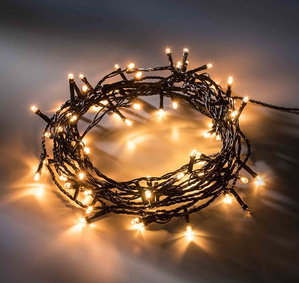 LED Lichterkette schwarz/klassich warm