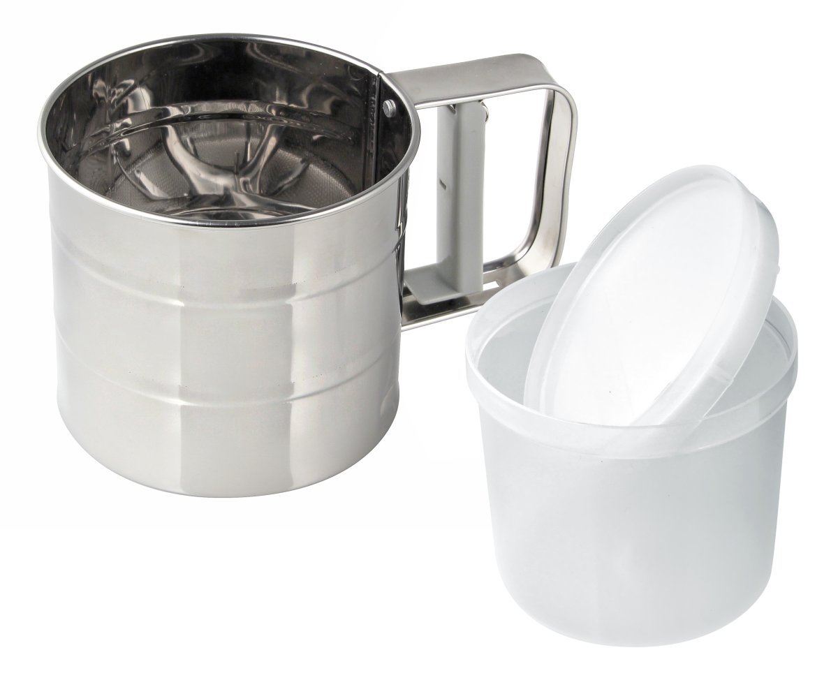 Setaccio per farina a una mano con scatola di stoccaggio Profi silver Acciaio inox - 18/10 / AISI 304