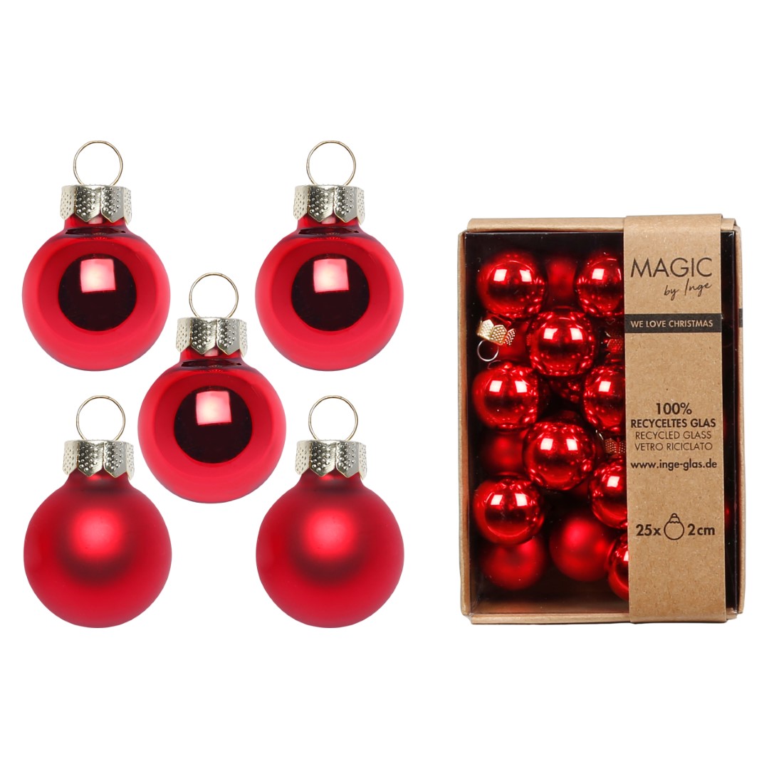 Weihnachtskugelset Merry Red rot Glas
