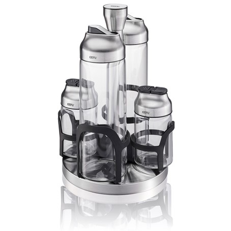 Öl-, Essig- und Kräuterkarussell 5-tlg. Glas/Edelstahl