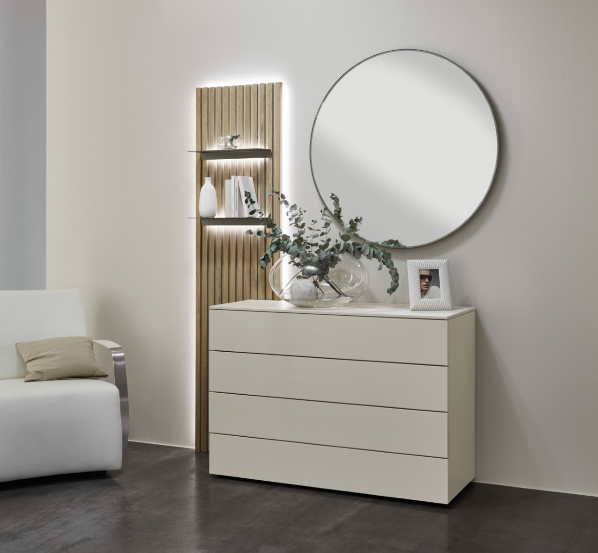 Kommode mit Anstellgarderobe champagner braun Holz