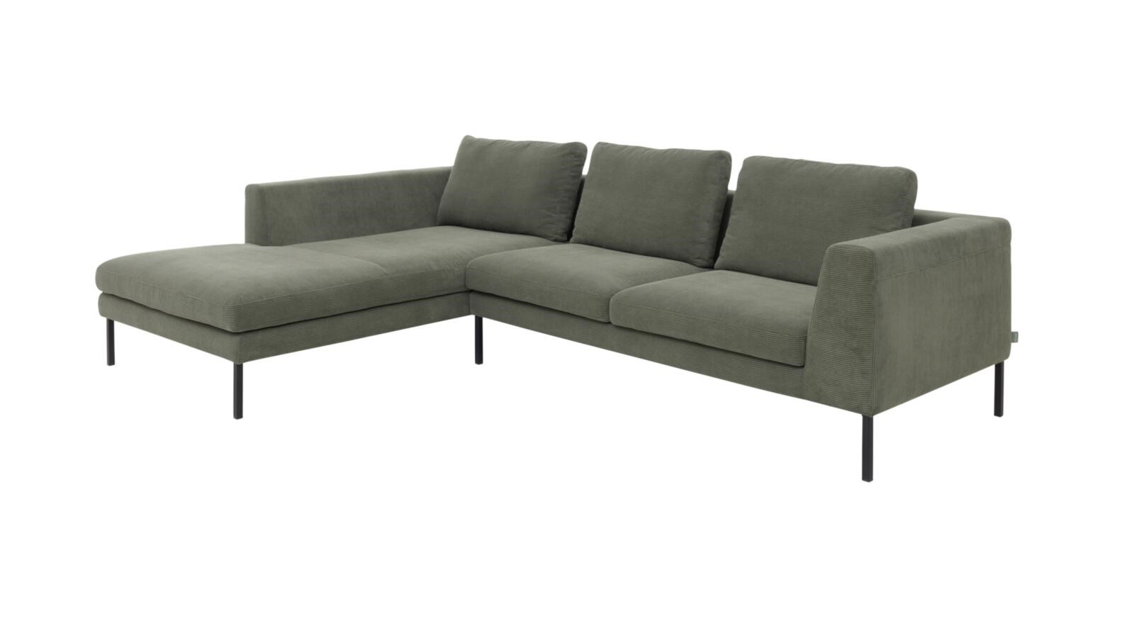 Divano ad angolo Roomio n. 4101 in velluto a coste pregiato color oliva