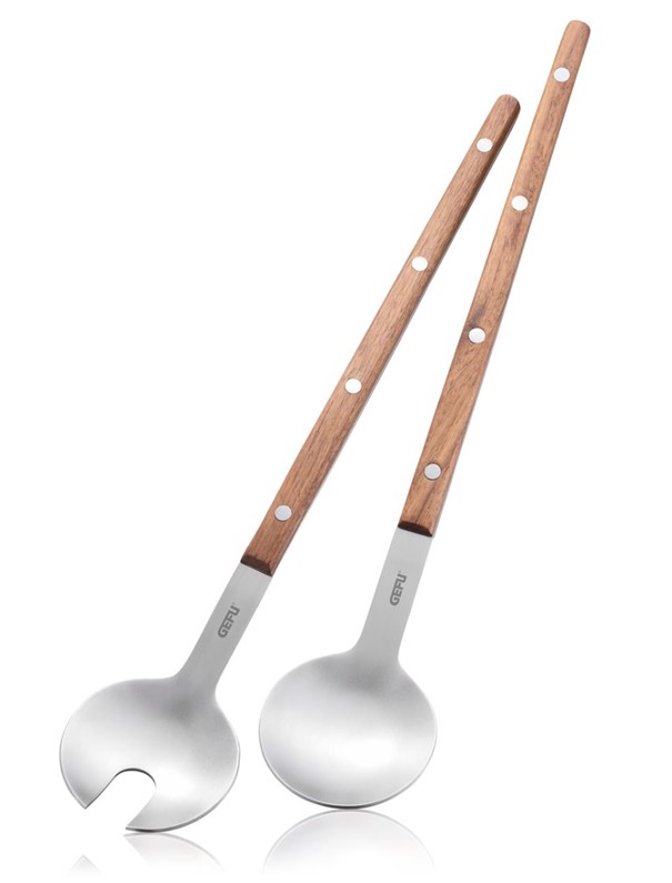 Insalatiere Filigo 2 pezzi acciaio inox/legno di noce marrone/argento