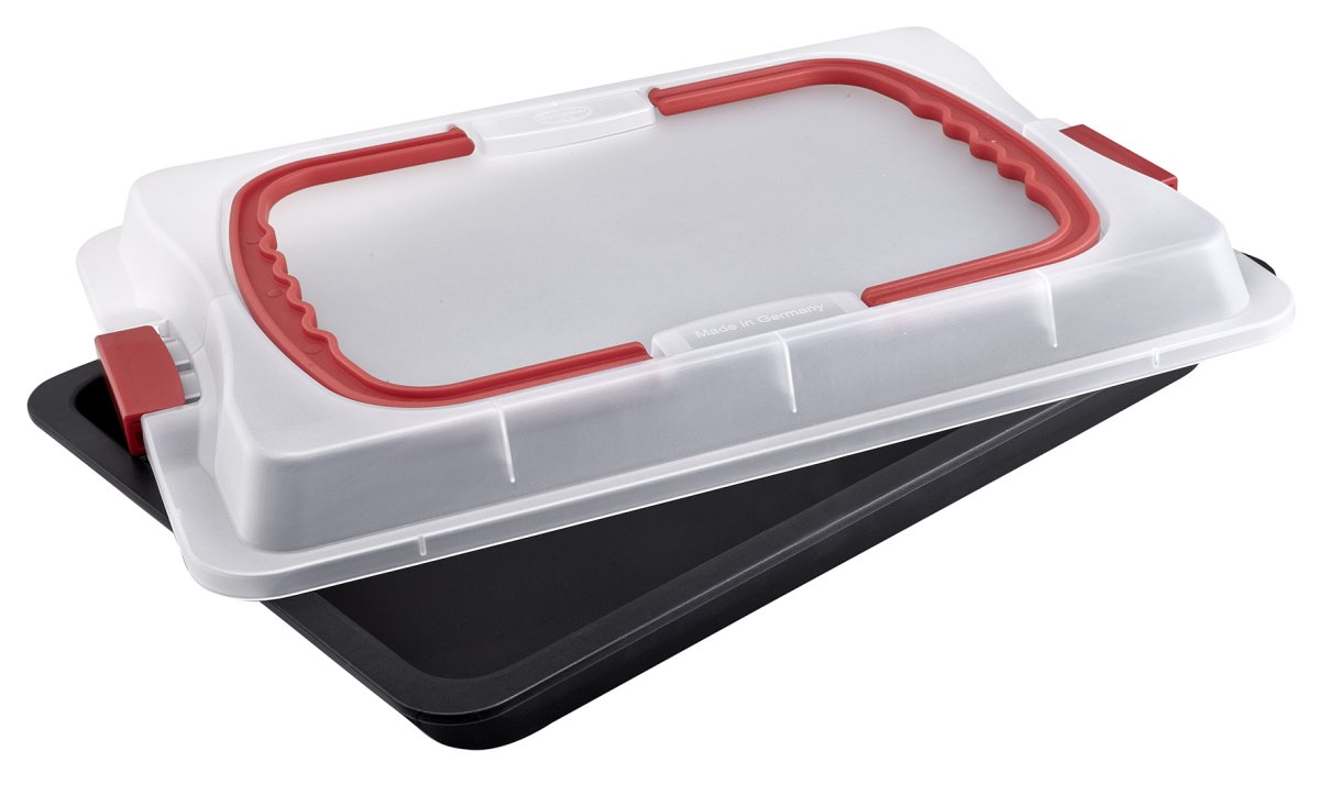 Backblech mit Transporthaube Bake & Go schwarz Blech