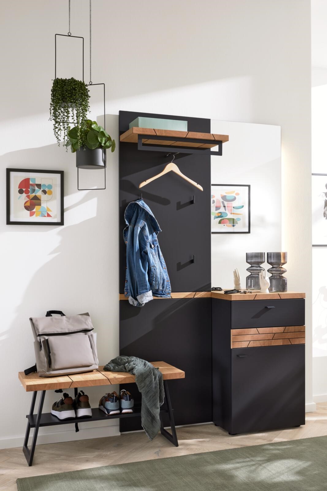 Garderobenkombination Interliving 6011 schwarz Schiefer