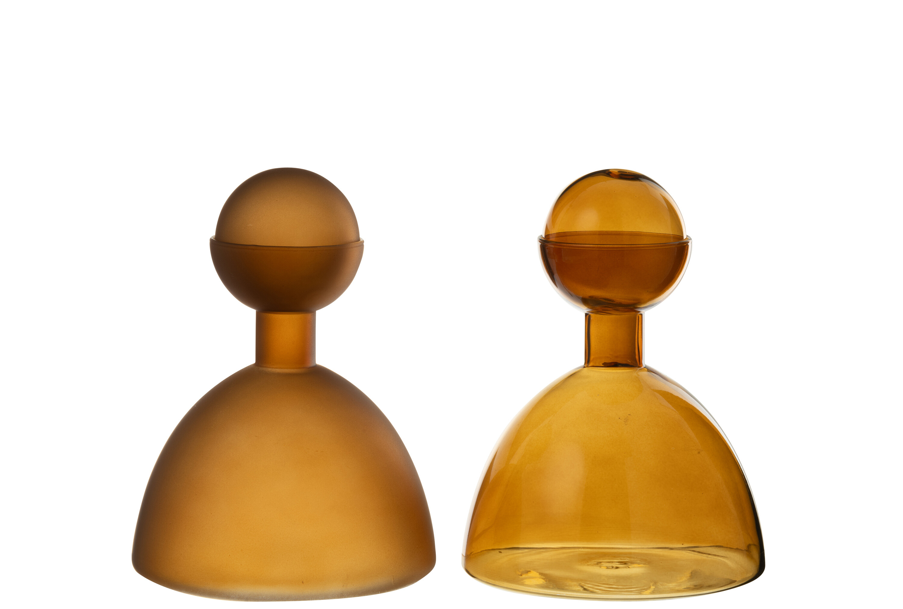 Vaso bottiglia + coperchio rotondo in vetro marrone
