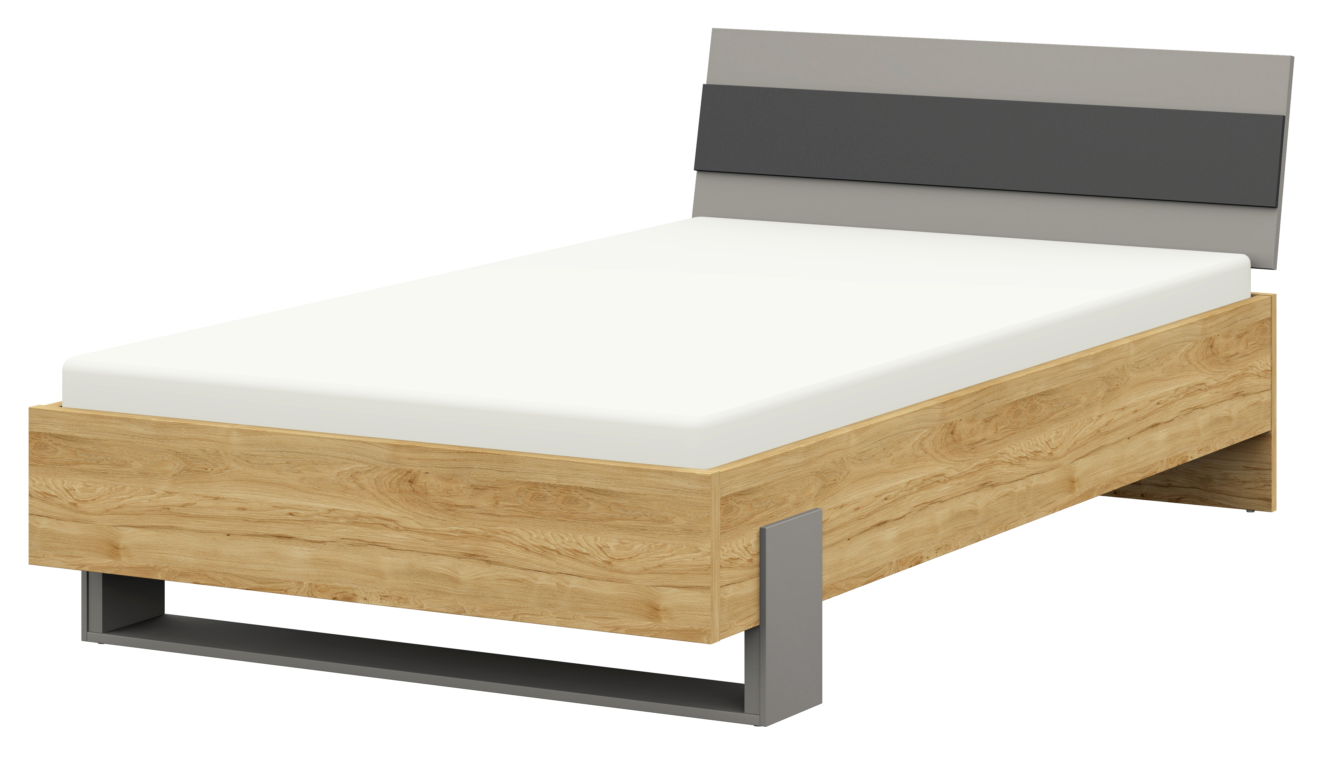Letto con comodino Clip marrone antracite rovere hickory