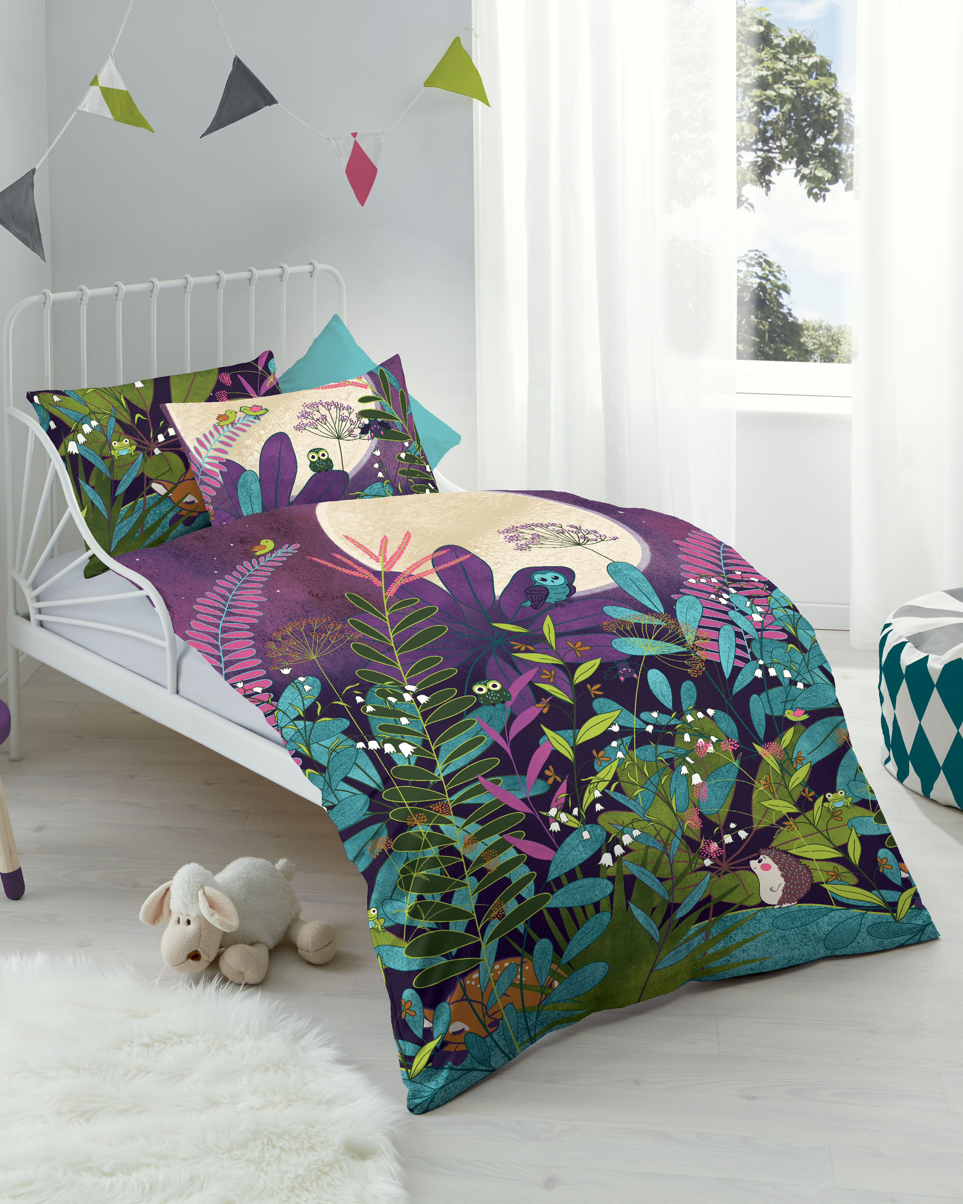 Biber-Bettwäsche Moonshine bunt Baumwolle