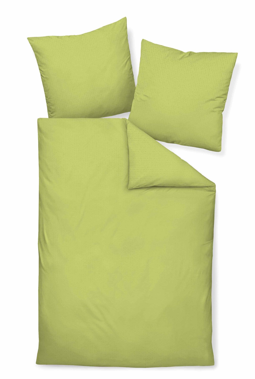 Biancheria da letto verde mela 135x200,60x80 PIANO Mako-Soft-Seersucker