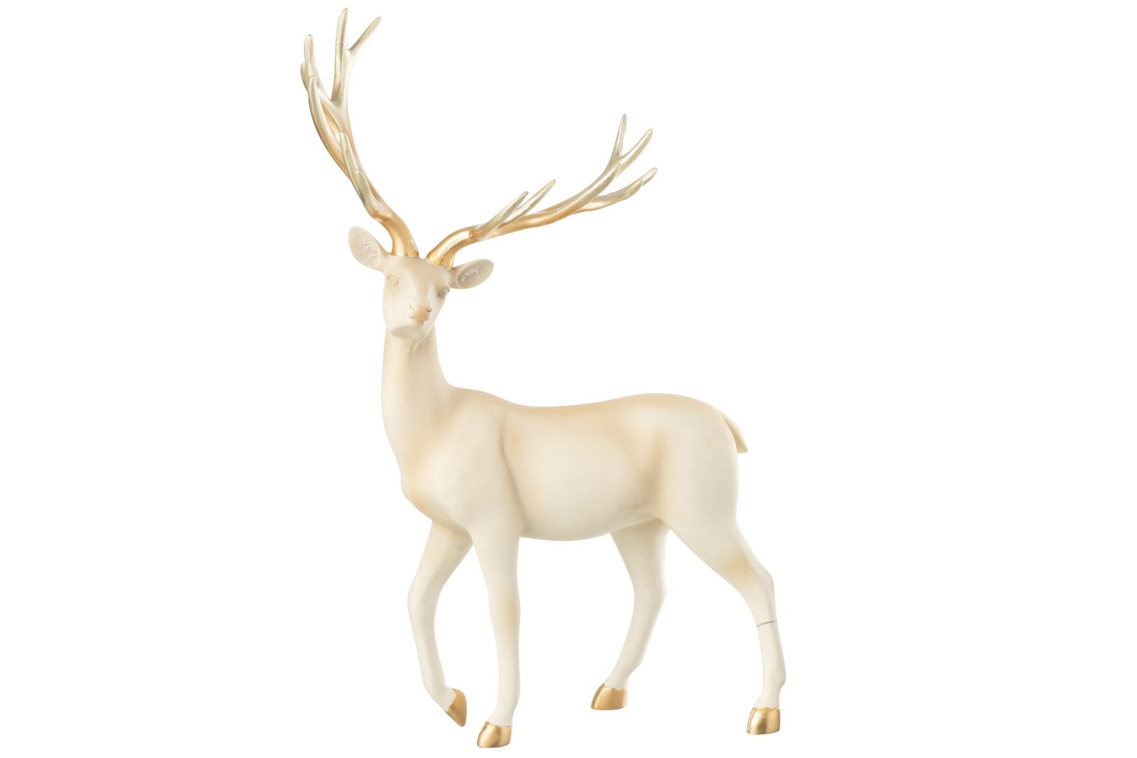 Dekofigur Hirsch weiß gold Polyresin